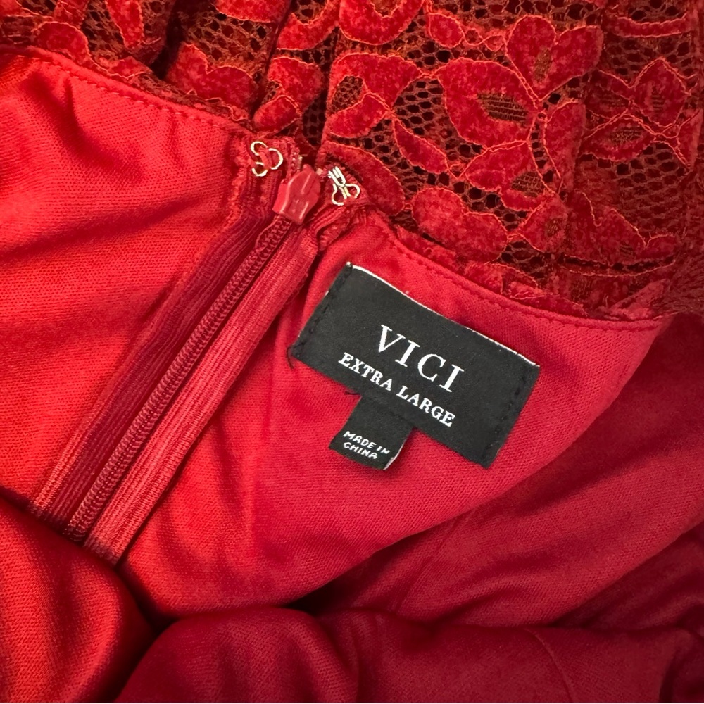 Vici Sway Together Tiered Wine Lace Midi Dress - Picture 5 of 7